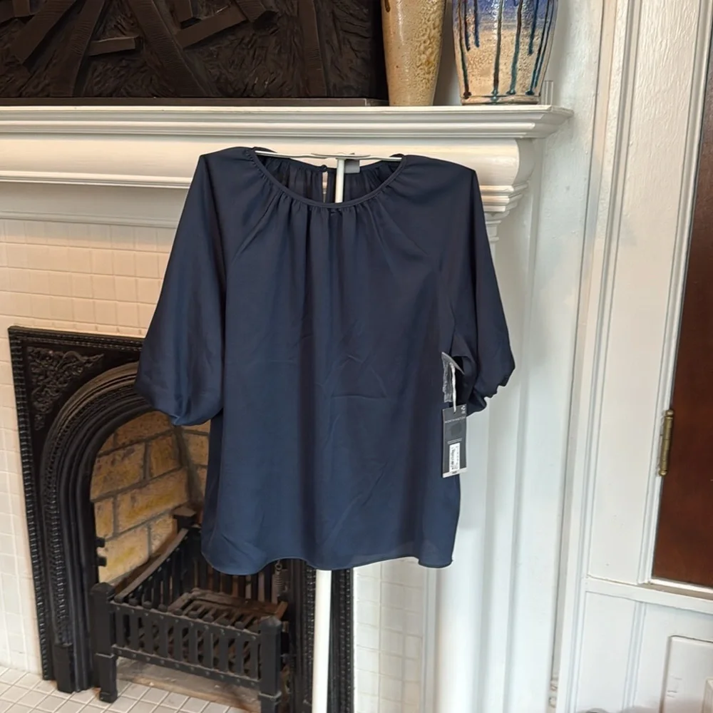 Worthington Navy Blue Blouse-NWT retail 49 - Picture 2 of 7